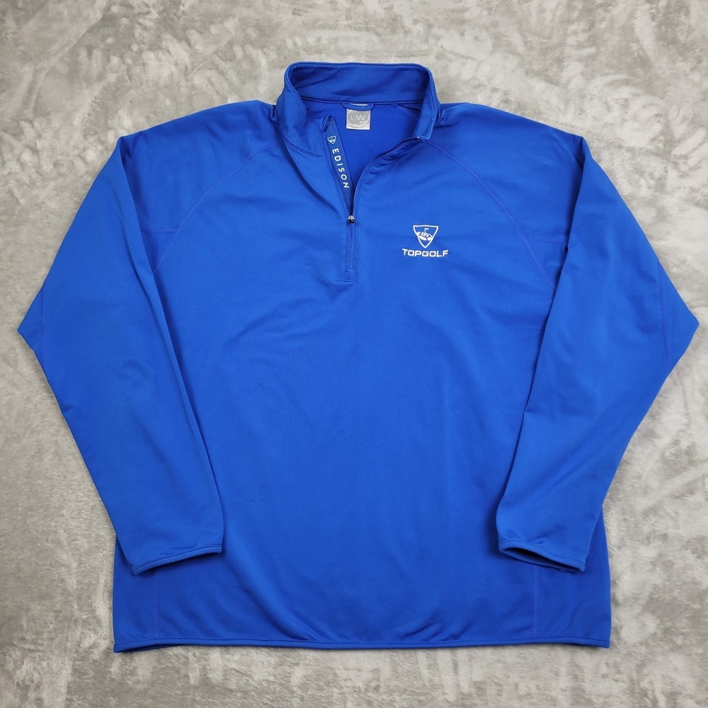 Level‎ Wear 1/4 Zip Pullover Mens Top Golf Blue XL Long Sleeve Performance Logo